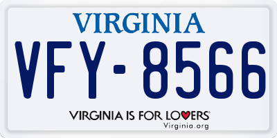 VA license plate VFY8566