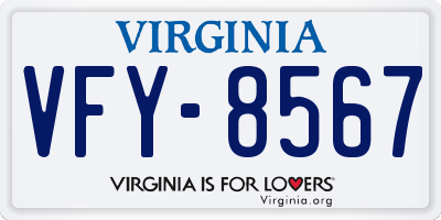 VA license plate VFY8567