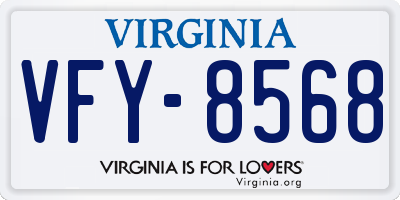 VA license plate VFY8568