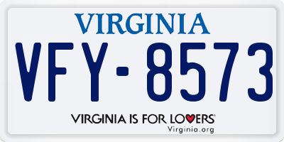 VA license plate VFY8573