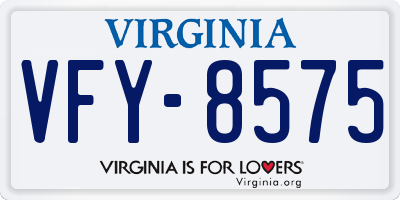 VA license plate VFY8575