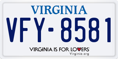 VA license plate VFY8581