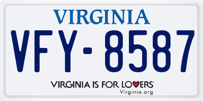 VA license plate VFY8587