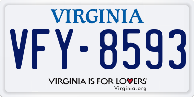VA license plate VFY8593
