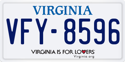 VA license plate VFY8596