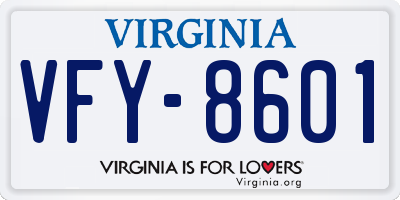 VA license plate VFY8601