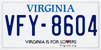 VA license plate VFY8604