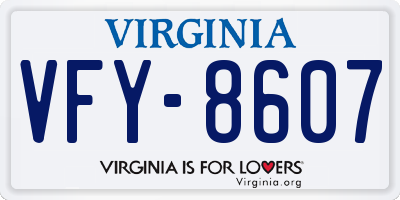 VA license plate VFY8607
