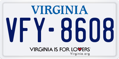 VA license plate VFY8608