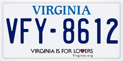VA license plate VFY8612