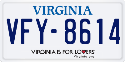 VA license plate VFY8614