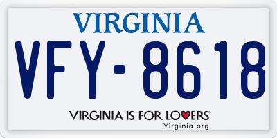 VA license plate VFY8618