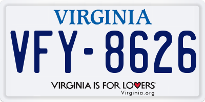 VA license plate VFY8626
