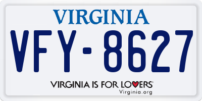 VA license plate VFY8627