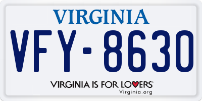 VA license plate VFY8630