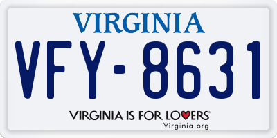 VA license plate VFY8631