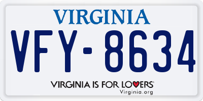 VA license plate VFY8634