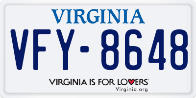 VA license plate VFY8648