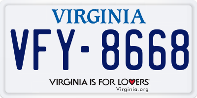 VA license plate VFY8668