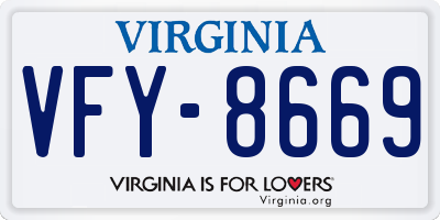 VA license plate VFY8669