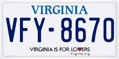 VA license plate VFY8670