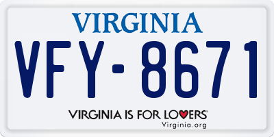 VA license plate VFY8671