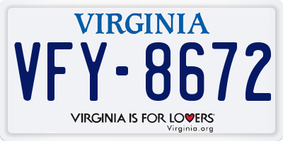 VA license plate VFY8672