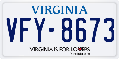VA license plate VFY8673