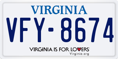 VA license plate VFY8674