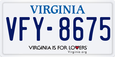 VA license plate VFY8675