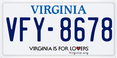 VA license plate VFY8678