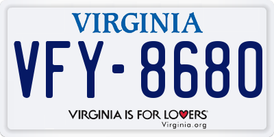 VA license plate VFY8680