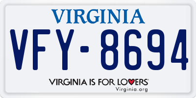 VA license plate VFY8694