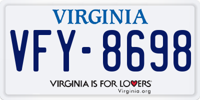 VA license plate VFY8698
