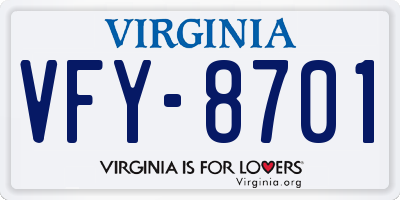 VA license plate VFY8701