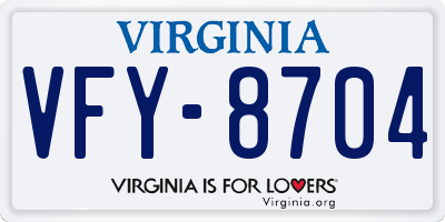 VA license plate VFY8704