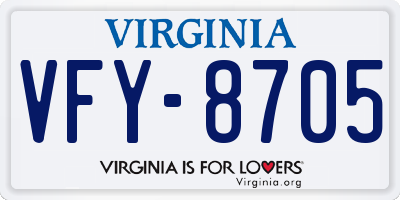 VA license plate VFY8705