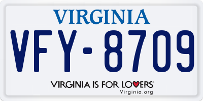 VA license plate VFY8709