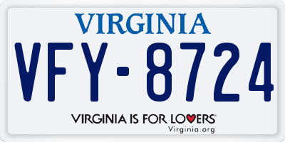 VA license plate VFY8724