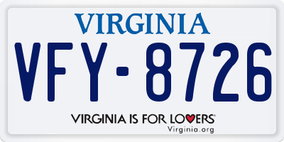 VA license plate VFY8726