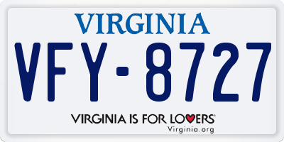 VA license plate VFY8727