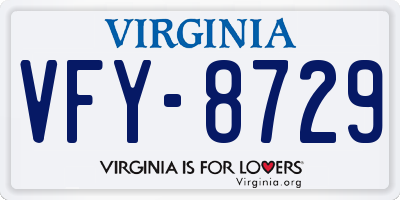 VA license plate VFY8729