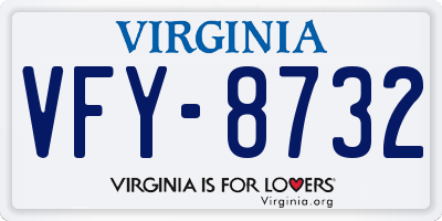 VA license plate VFY8732