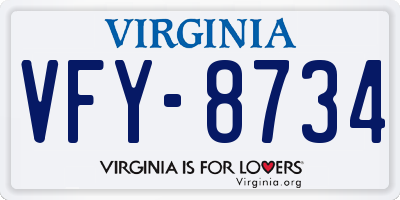 VA license plate VFY8734