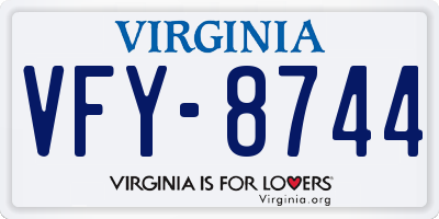 VA license plate VFY8744