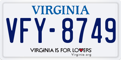 VA license plate VFY8749