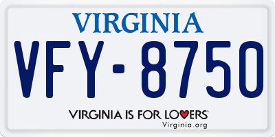 VA license plate VFY8750