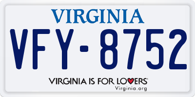 VA license plate VFY8752