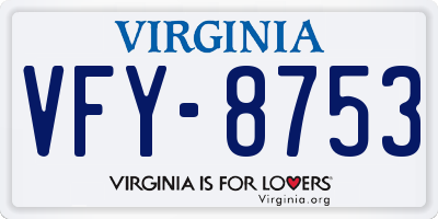 VA license plate VFY8753