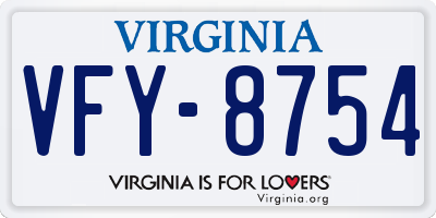 VA license plate VFY8754